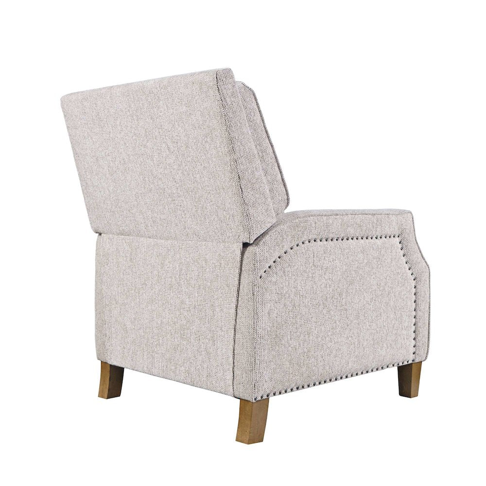 York Push Back Upholstered Recliner Accent Chair with Nailhead Trim