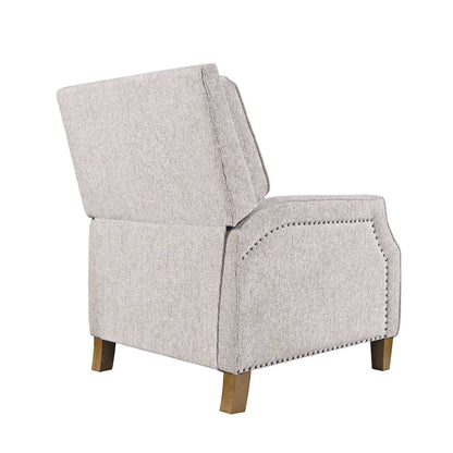 York Push Back Upholstered Recliner Accent Chair with Nailhead Trim