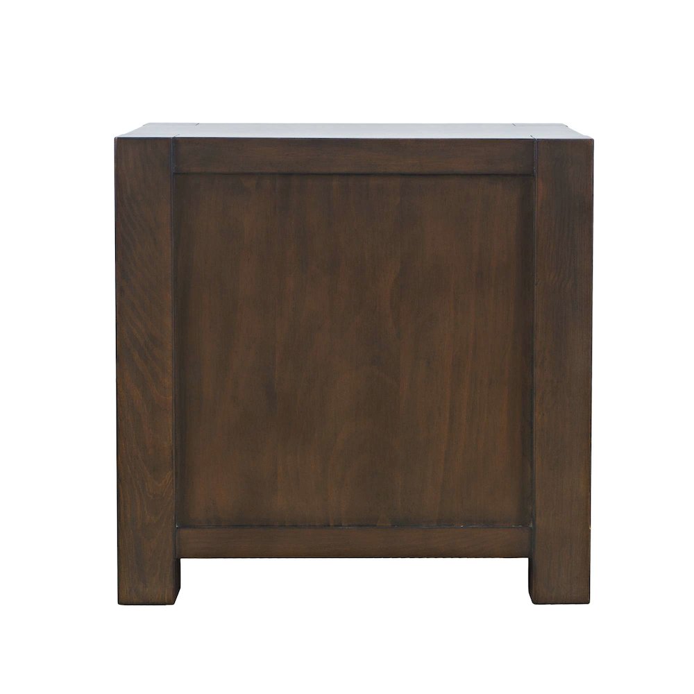 Brownstone Transitional Modern Block-Frame Chairside End Table, Storage Drawers