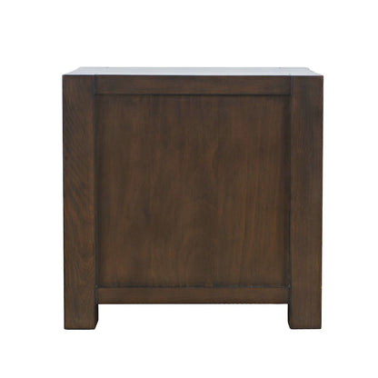 Brownstone Transitional Modern Block-Frame Chairside End Table, Storage Drawers
