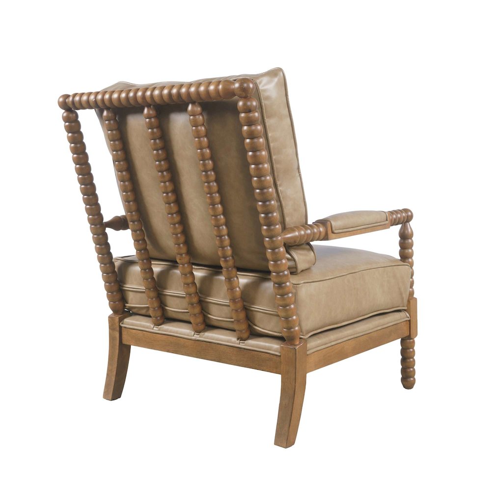 Ellsey Spindle Arm Faux Buff Leather Accent Chair