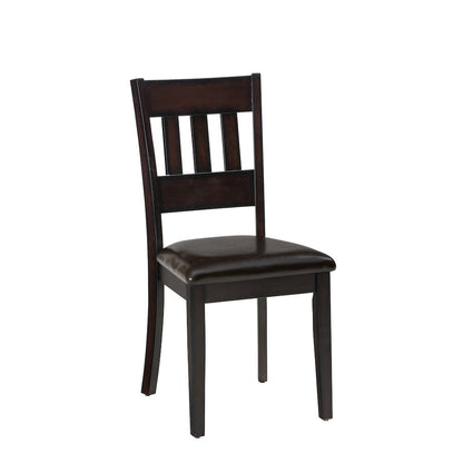 Dark Rustic Prairie Five Piece Dining Set - Table and 4 Faux Leather Chairs