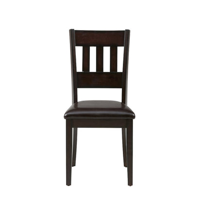 Dark Rustic Prairie Five Piece Dining Set - Table and 4 Faux Leather Chairs