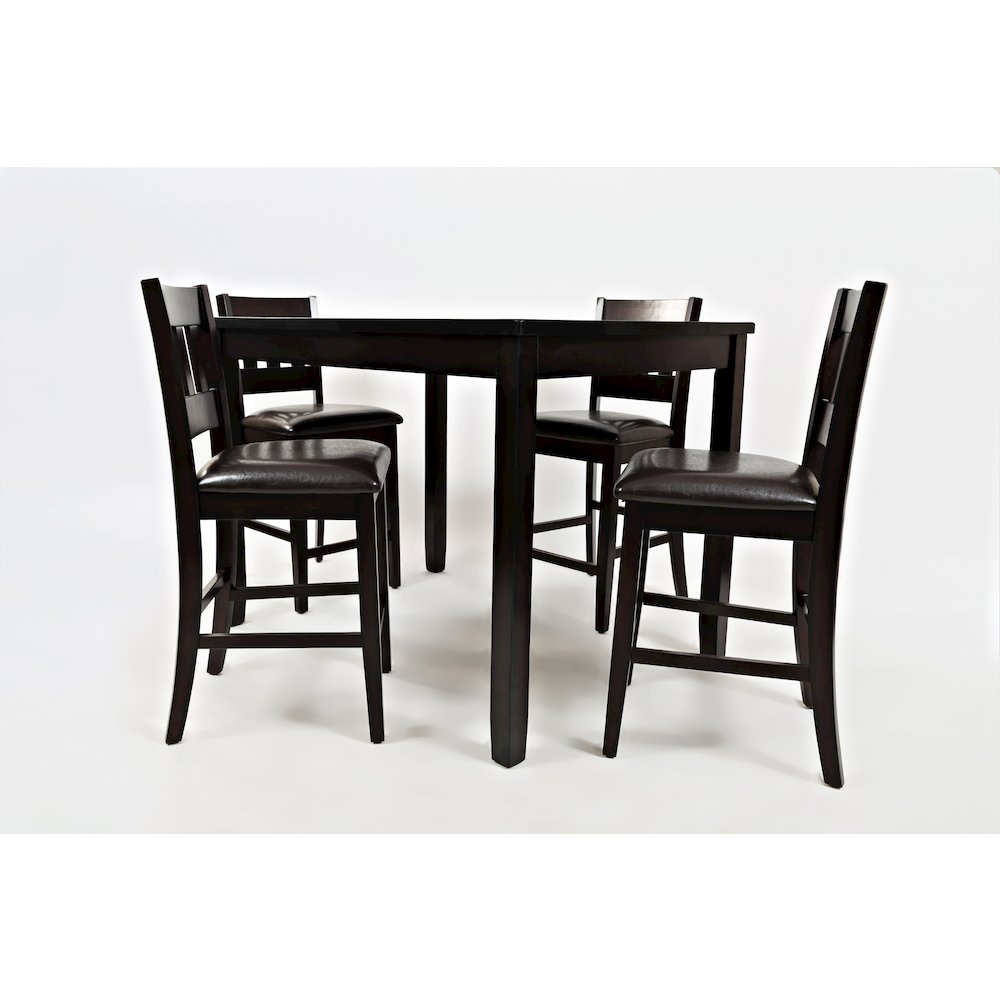Five Piece Counter Height Dining Set - Table and 4 Faux Leather Stools