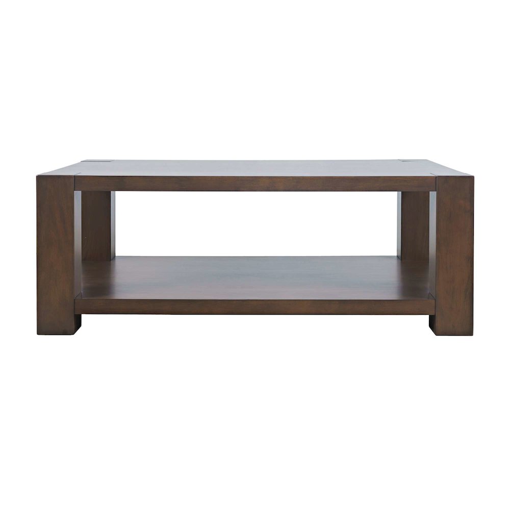Brownstone 50" Transitional Modern Block-Frame Coffee Table, Storage and Wheels