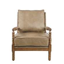 Ellsey Spindle Arm Faux Buff Leather Accent Chair