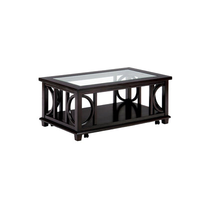 Panama Brown Contemporary Wood and Glass Coffee Table