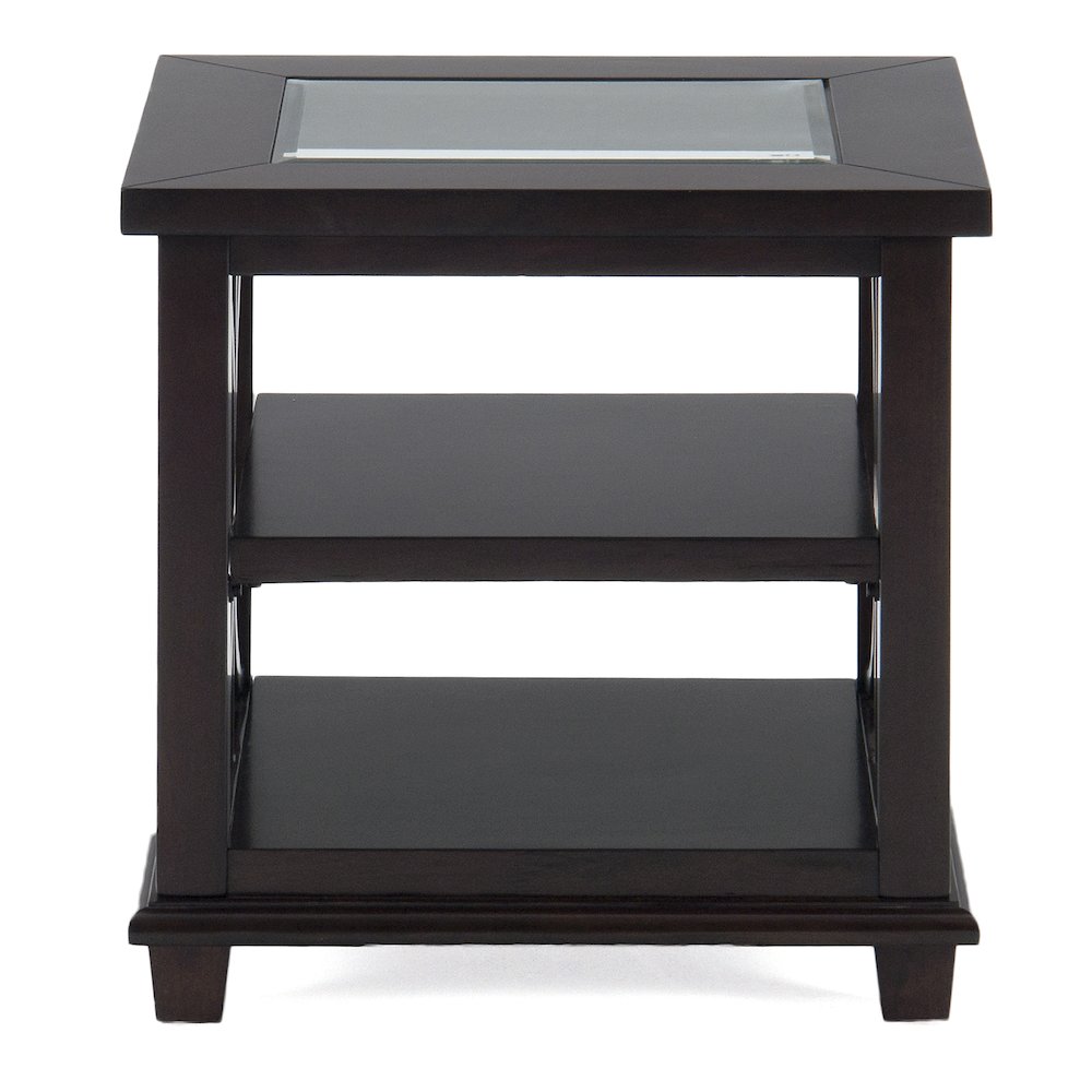 Panama Brown Contemporary Wood and Glass End Table
