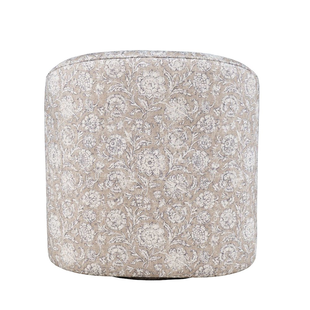 Lottie Cottage Floral Print Upholstered Barrel Accent Swivel Chair