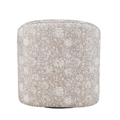 Lottie Cottage Floral Print Upholstered Barrel Accent Swivel Chair
