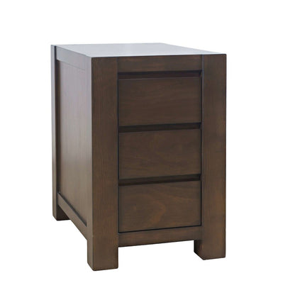 Brownstone Transitional Modern Block-Frame Chairside End Table, Storage Drawers