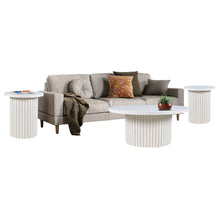 Auden Three Piece Mid-Century Modern Fluted Living Room Coffee and End Table Set
