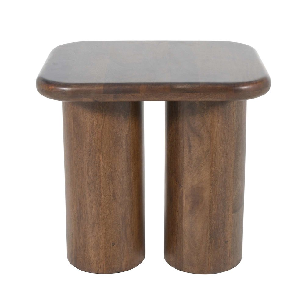 Mandara Global Modern Solid Wood Pillar Double Pedestal End Table