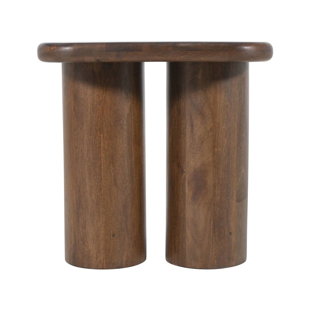 Mandara Global Modern Solid Wood Pillar Double Pedestal End Table
