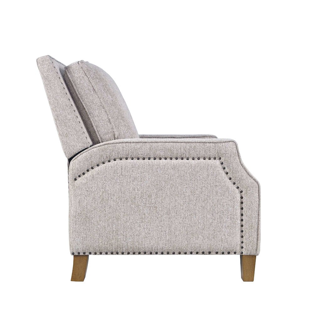 York Push Back Upholstered Recliner Accent Chair with Nailhead Trim