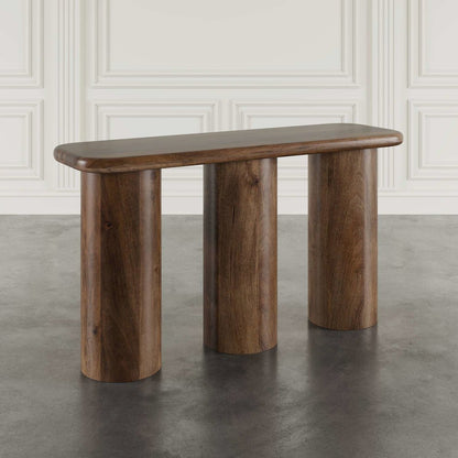 Mandara Global Modern 54" Solid Wood Pillar Sofa Console Table