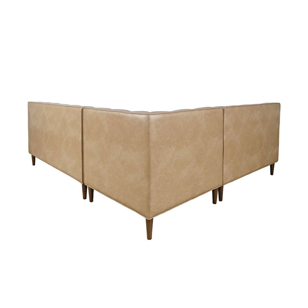 Ruston Modern Banquette Faux Leather Sectional with Five Seats and Corner Wedge
