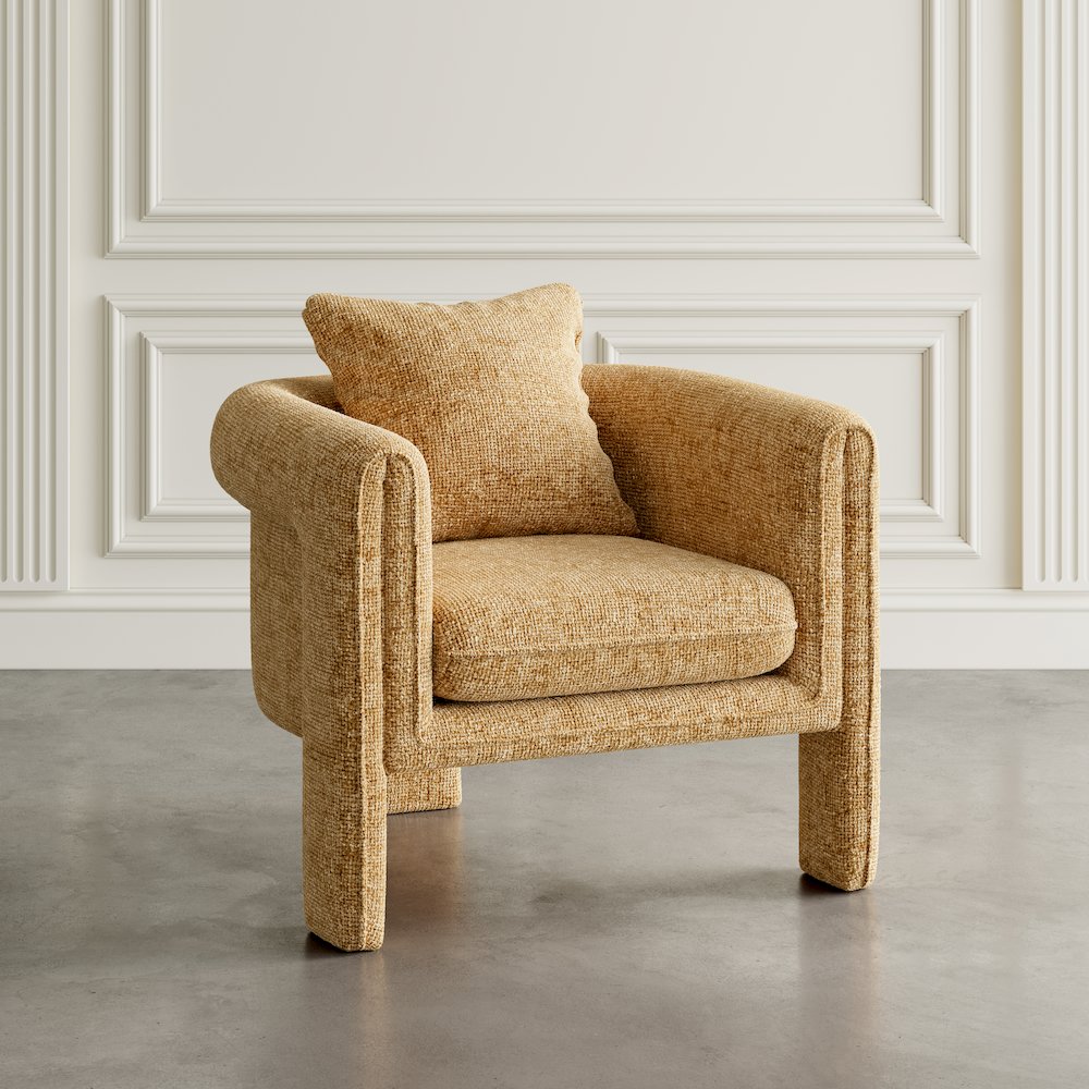 Adley Modern Upholstered Vintage Accent Armchair with Pillow