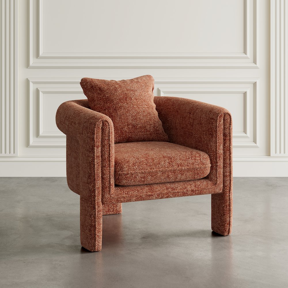 Adley Modern Upholstered Vintage Accent Armchair with Pillow