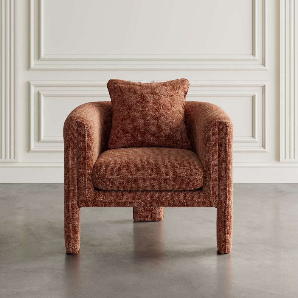 Adley Modern Upholstered Vintage Accent Armchair with Pillow