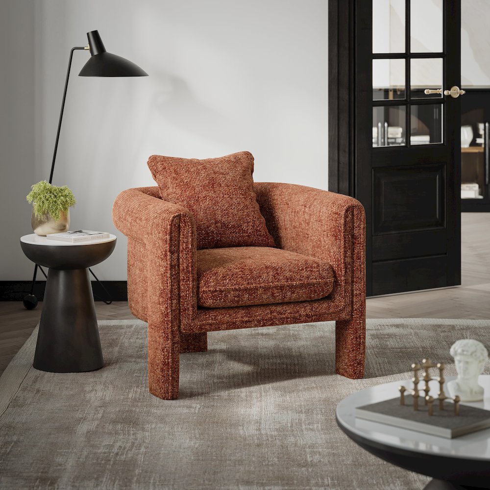 Adley Modern Upholstered Vintage Accent Armchair with Pillow