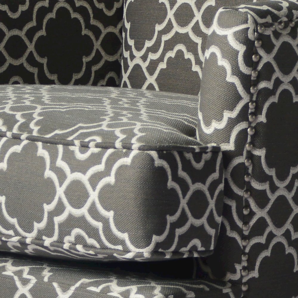 Aubrey Contemporary Geometric Upholstered Accent Chair with Nailhead Trim