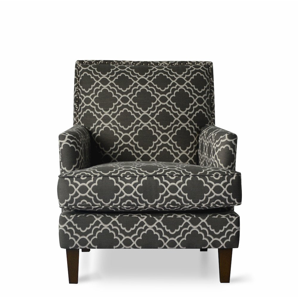 Aubrey Contemporary Geometric Upholstered Accent Chair with Nailhead Trim