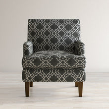 Aubrey Contemporary Geometric Upholstered Accent Chair with Nailhead Trim