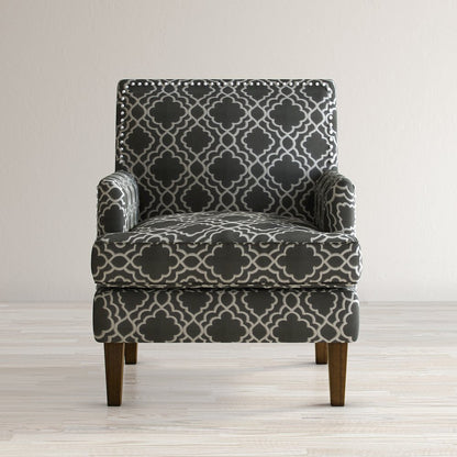 Aubrey Contemporary Geometric Upholstered Accent Chair with Nailhead Trim