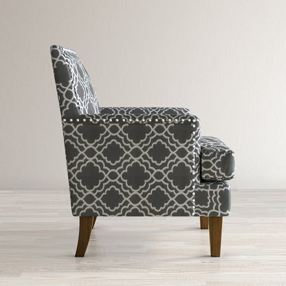 Aubrey Contemporary Geometric Upholstered Accent Chair with Nailhead Trim