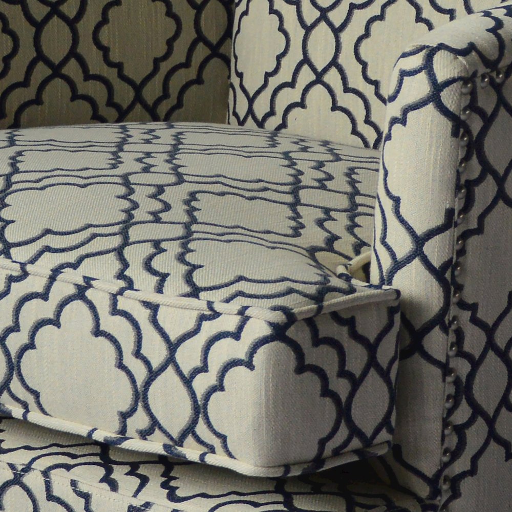 Aubrey Contemporary Geometric Upholstered Accent Chair with Nailhead Trim
