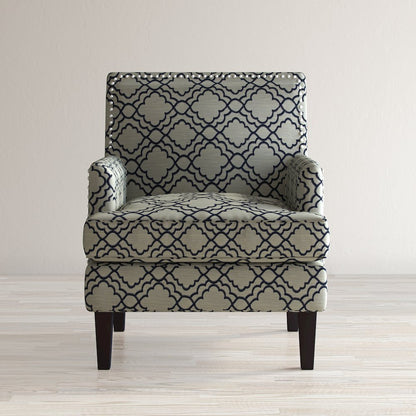 Aubrey Contemporary Geometric Upholstered Accent Chair with Nailhead Trim