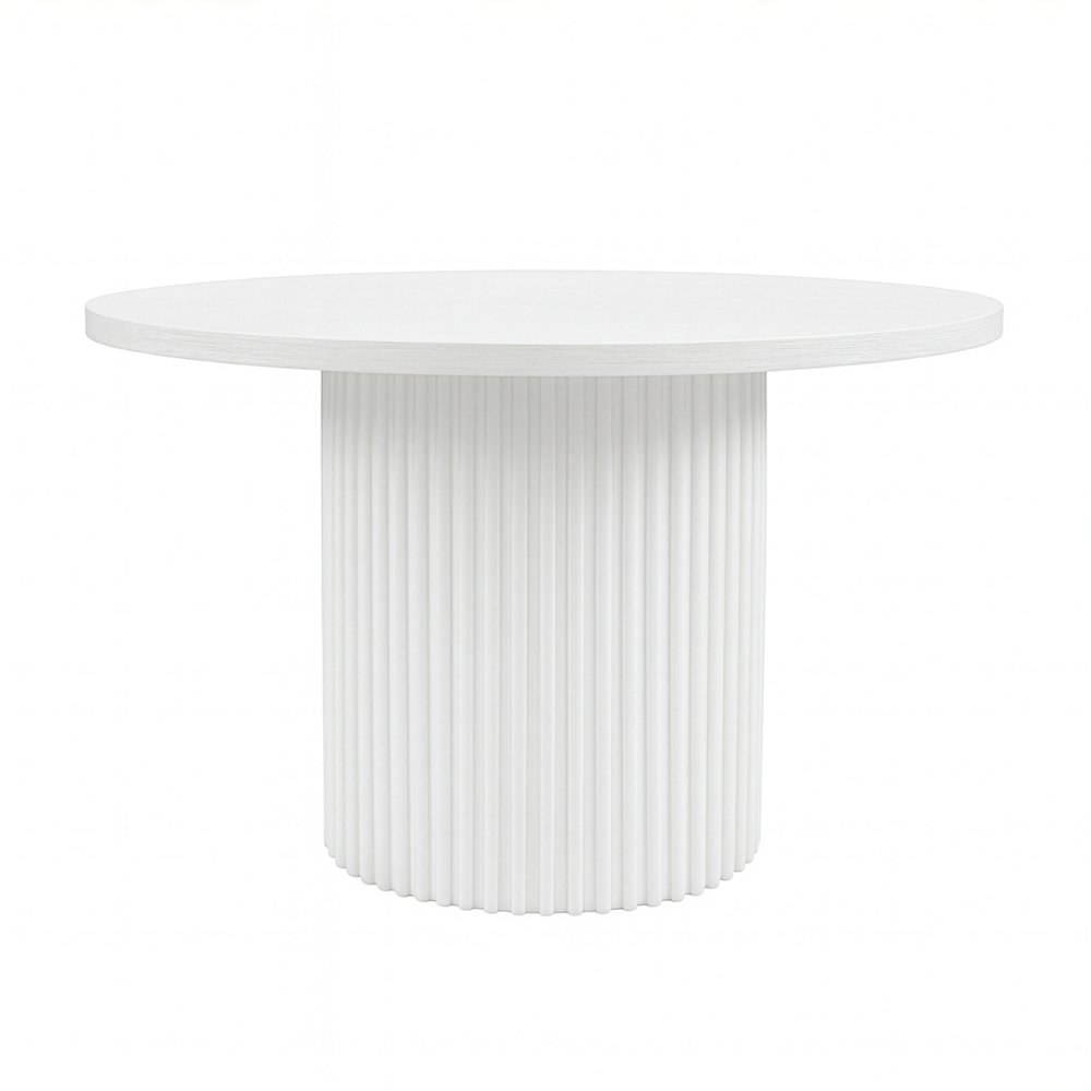 Auden 60" Round Mid-Century Modern Fluted Pedestal Base Dining Table