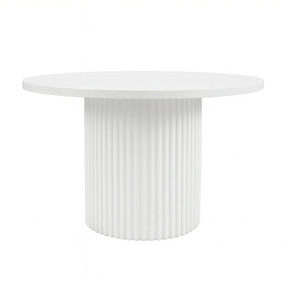 Auden 60" Round Mid-Century Modern Fluted Pedestal Base Dining Table