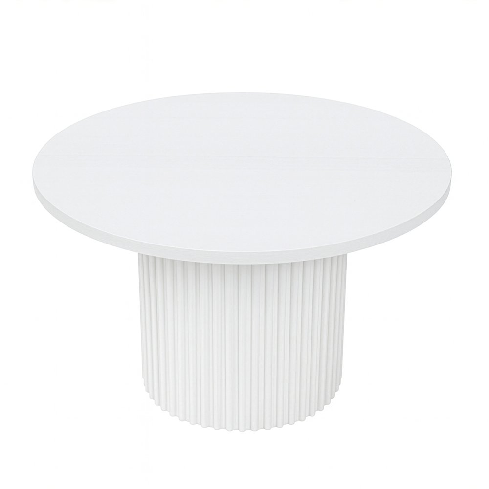 Auden 60" Round Mid-Century Modern Fluted Pedestal Base Dining Table