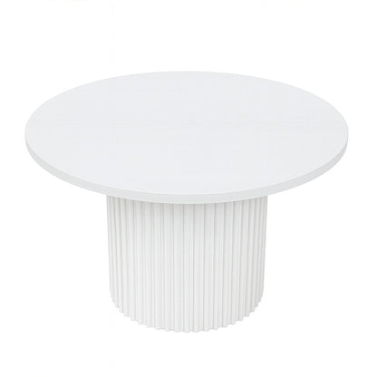 Auden 60" Round Mid-Century Modern Fluted Pedestal Base Dining Table