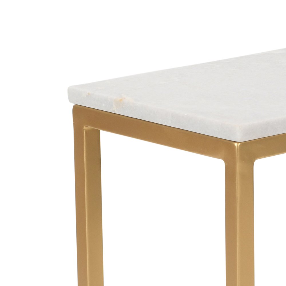 Aurora Solid Marble Modern Luxury Glam Accent C-Table (Set of 2)