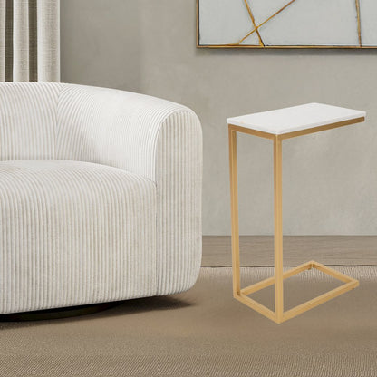 Aurora Solid Marble Modern Luxury Glam Accent C-Table (Set of 2)