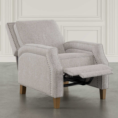 York Push Back Upholstered Recliner Accent Chair with Nailhead Trim