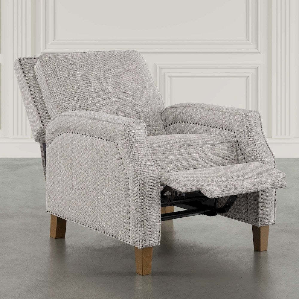 York Push Back Upholstered Recliner Accent Chair with Nailhead Trim