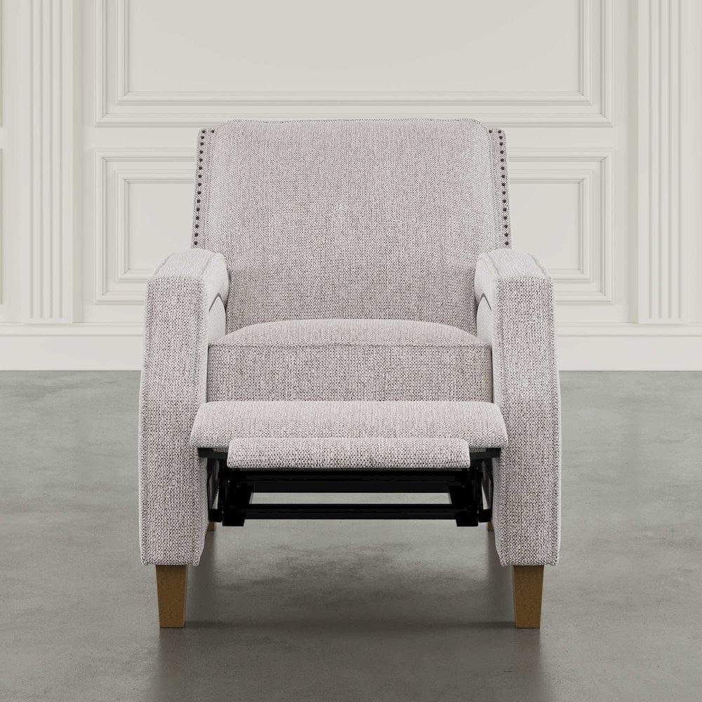 York Push Back Upholstered Recliner Accent Chair with Nailhead Trim