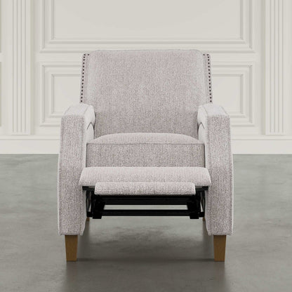 York Push Back Upholstered Recliner Accent Chair with Nailhead Trim