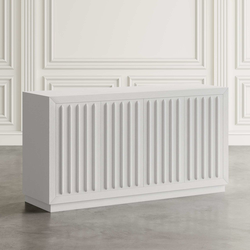 Maven 60" Mid-Century Modern Fluted Four Door Sideboard Storage Cabinet