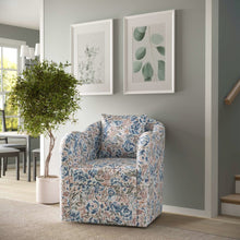 Daisy Bloom Floral Classic Traditional Swivel Accent Barrel Chair with Pillow