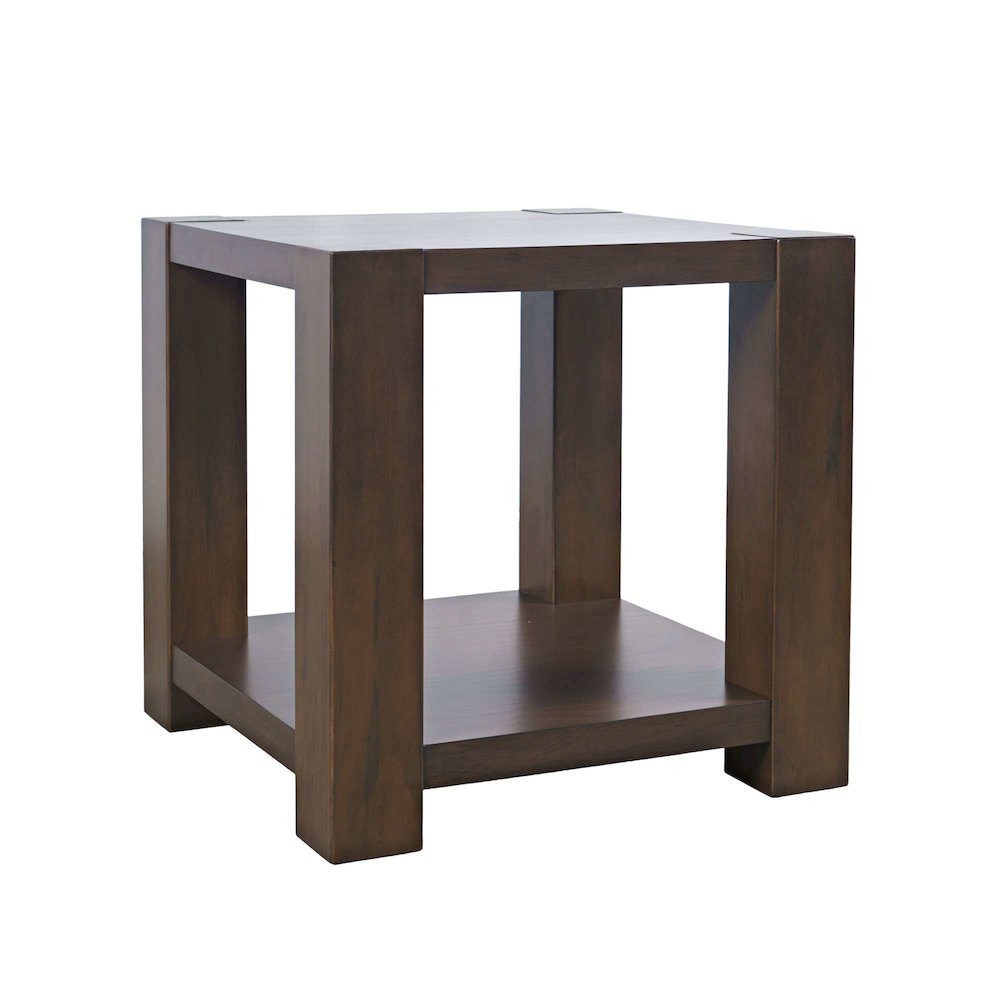 Brownstone 24" Transitional Modern Block-Frame Square End Table with Storage
