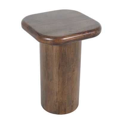 Mandara Global Modern Solid Wood Pillar Chairside Pedestal Square End Table