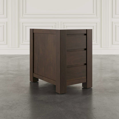 Brownstone Transitional Modern Block-Frame Chairside End Table, Storage Drawers