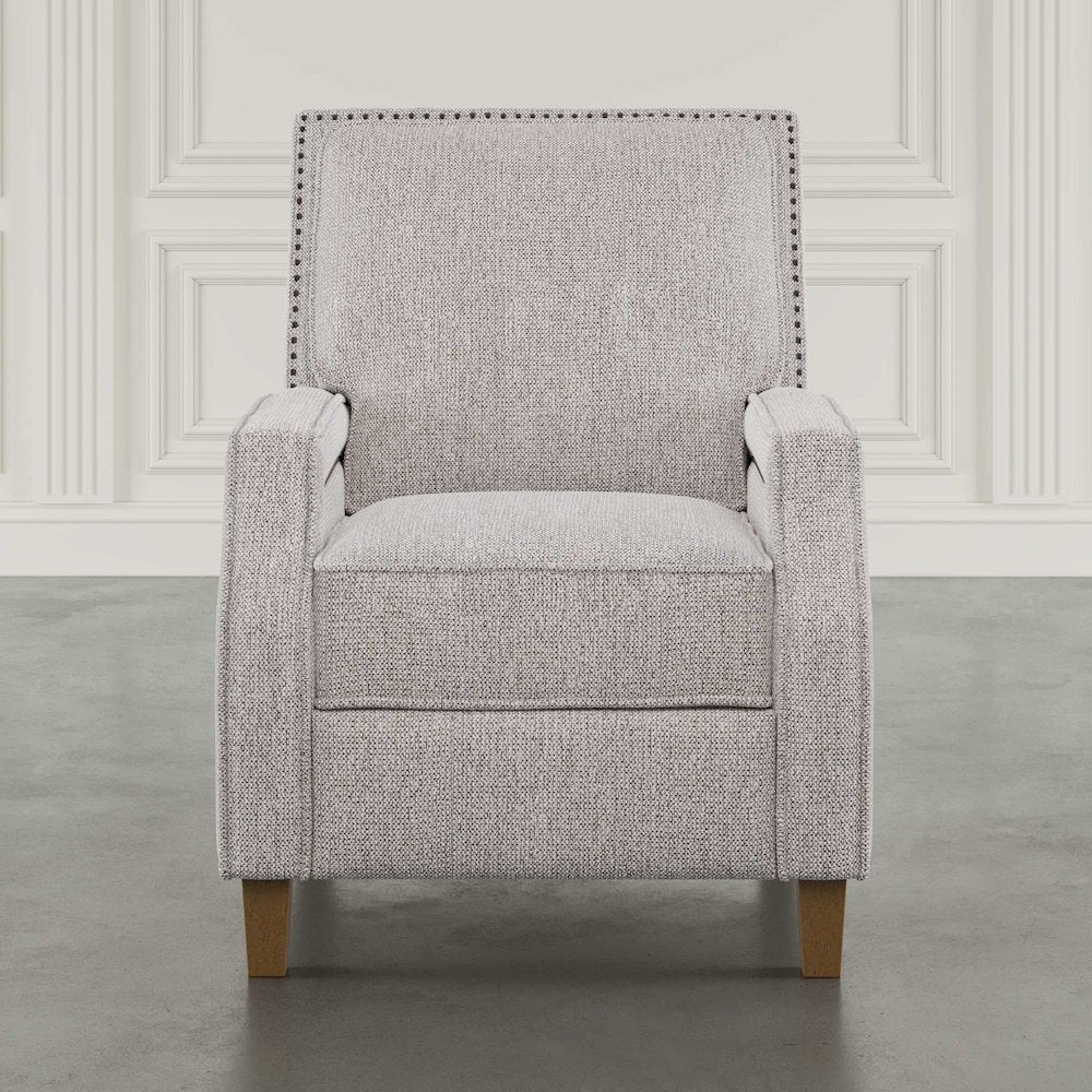 York Push Back Upholstered Recliner Accent Chair with Nailhead Trim