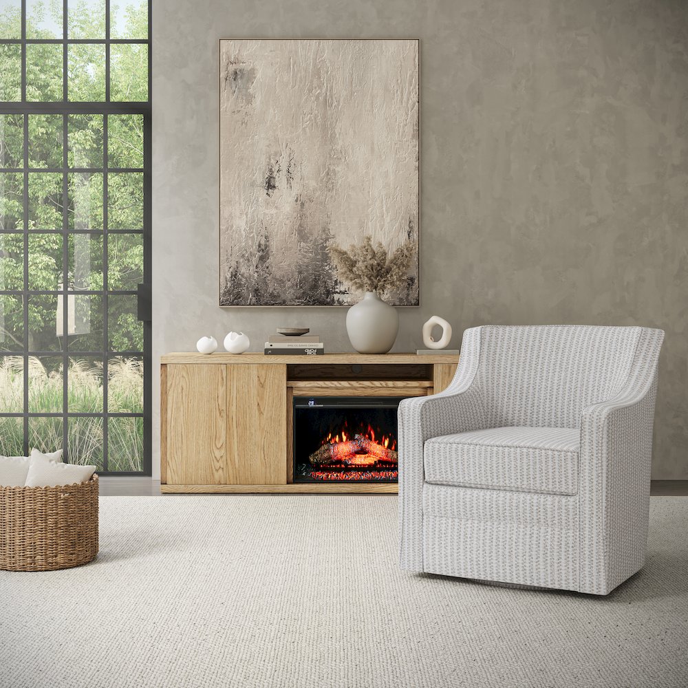 Barrett Crux Transitional Modern Textured Upholstery Swivel Accent Armchair