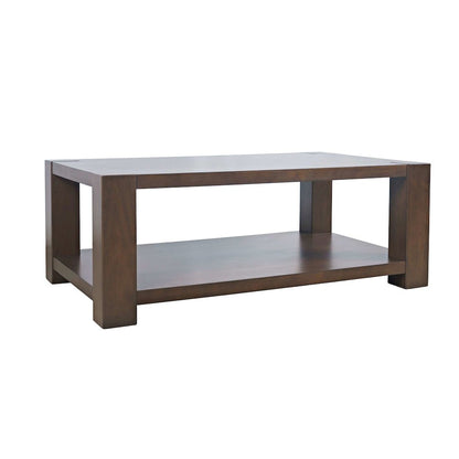 Brownstone 50" Transitional Modern Block-Frame Coffee Table, Storage and Wheels